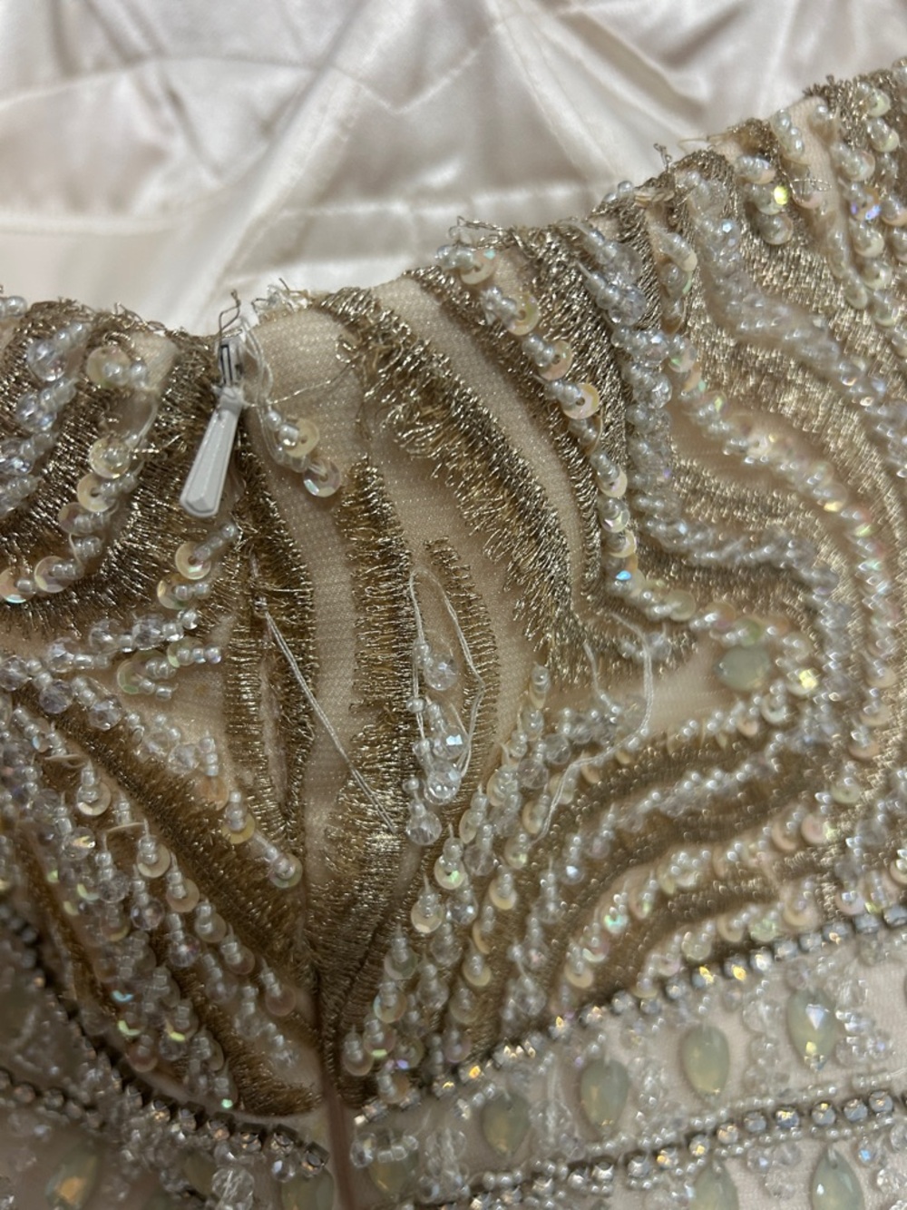 Tony Bowls Ivory Beaded Strapless Evening/Prom Gown - Picture 8 of 12